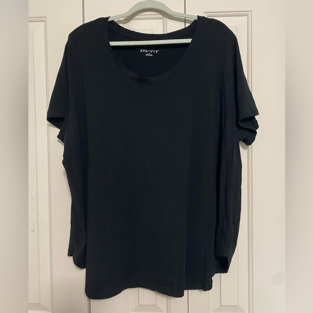 Ava & Viv Black Scoop Neck T-Shirt 3x